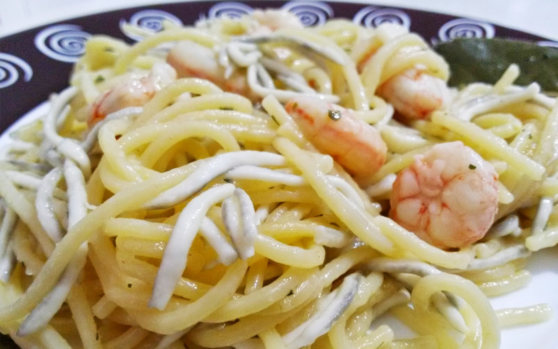 Receta Espaguetis de Gulas y Gambas - Vita nutrición